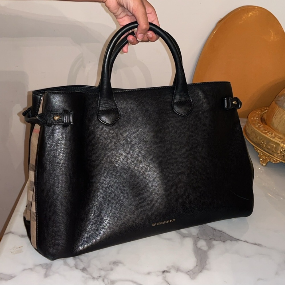 Authentic Burberry Banner Leather Tote Bag